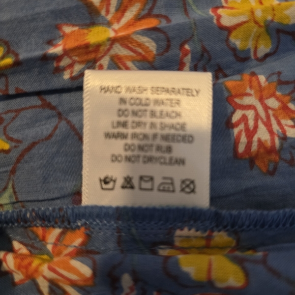 Ro's Garden Floral Tiered Cotton Blue Dress Sz Medium - Picture 4 of 9